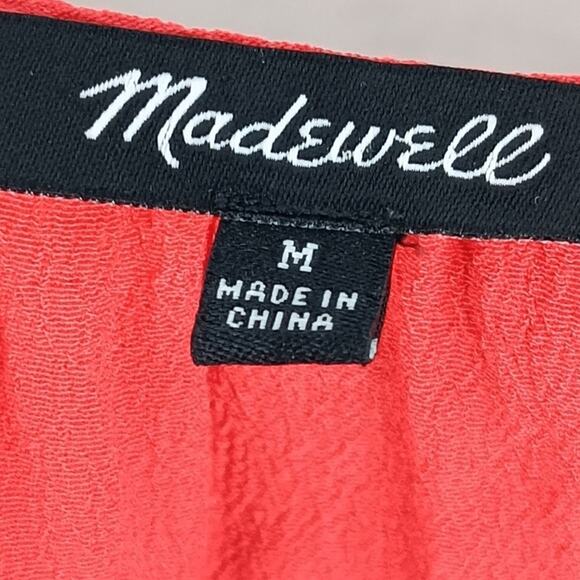 Madewell Red Lace Up V-neck Flutter Sleeves Shift Dress Size M - Picture 6 of 6